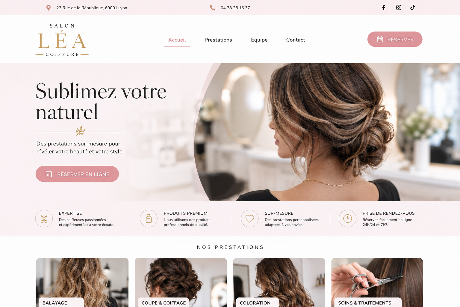 Site web salon de coiffure